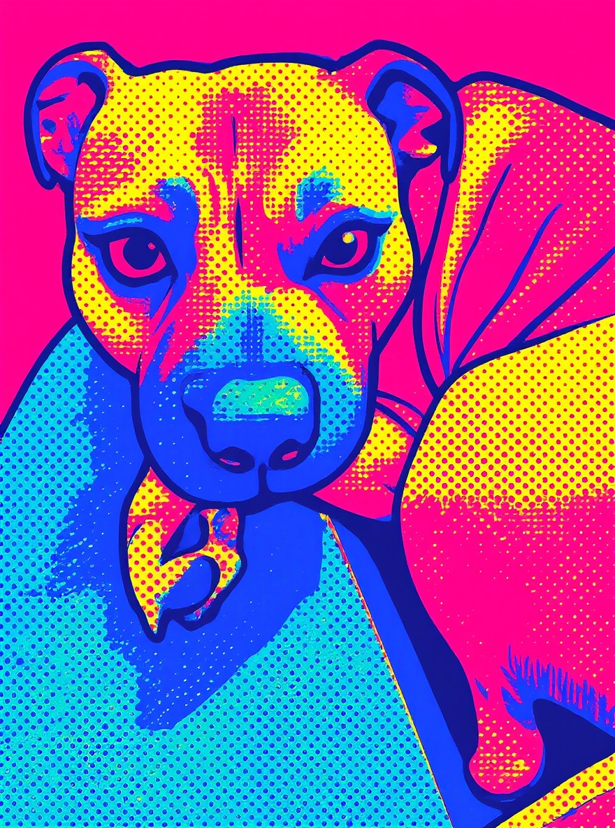 Exemple de portrait d'animal en style Pop Art